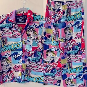 Victoria's Secret 90s Y2K Pop Art Comic Strip Flannel Pajamas Small